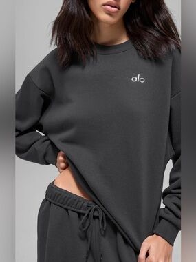 ALO Yoga NWT Accolade Crewneck Pullover Sweatshirt  Anthracite Grey Size S